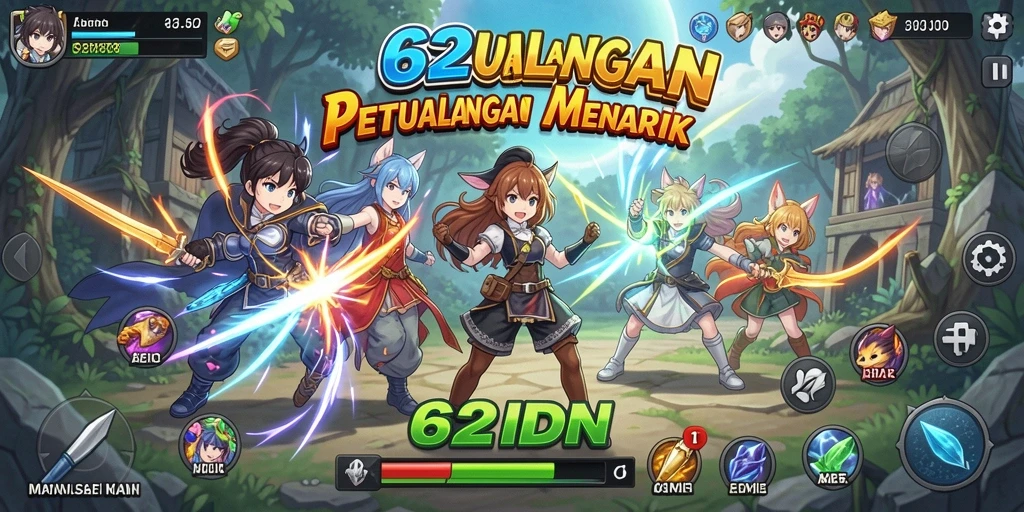 Screenshot gameplay 62IDN menampilkan pertarungan seru dengan karakter anime.