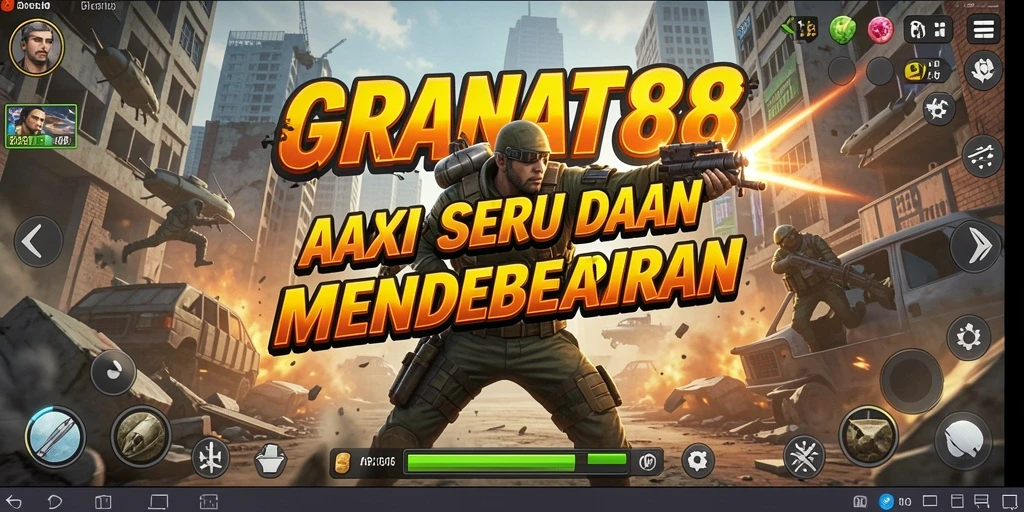 Tampilan mendebarkan gameplay action GRANAT88 dengan berbagai karakter dan senjata.