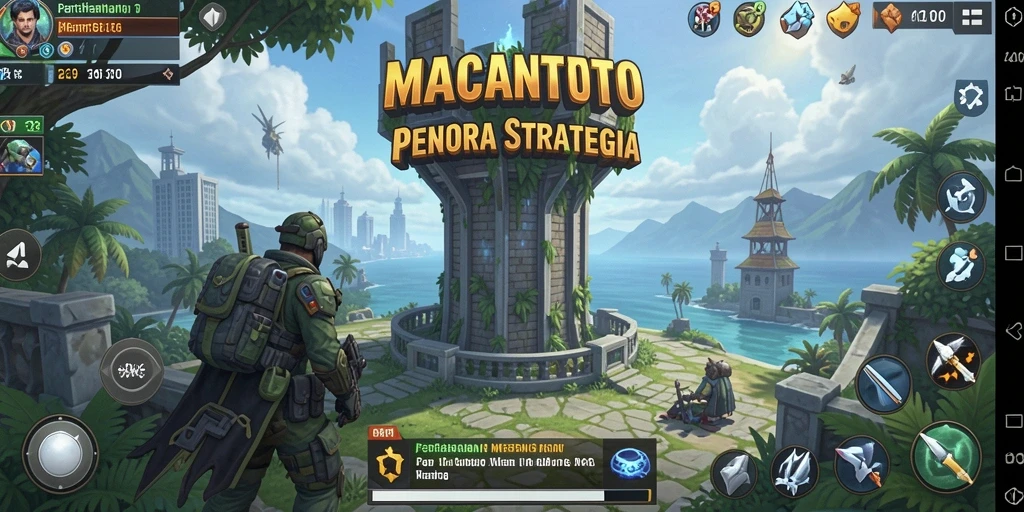 Tangkapan layar gameplay MACANTOTO menampilkan menara yang berfungsi melawan gelombang musuh.