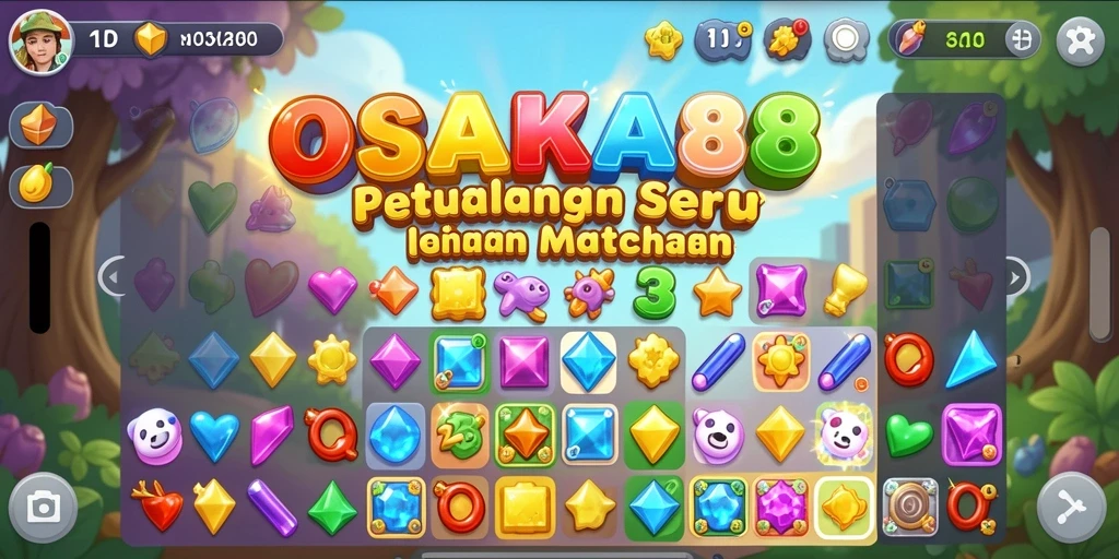 Tangkapan layar gameplay OSAKA88 yang menampilkan keseruan permainan Match-3.