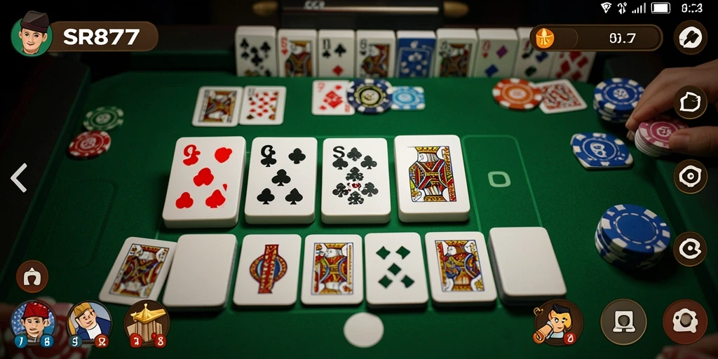 Tampilan antarmuka SR877 saat bermain Domino yang seru.