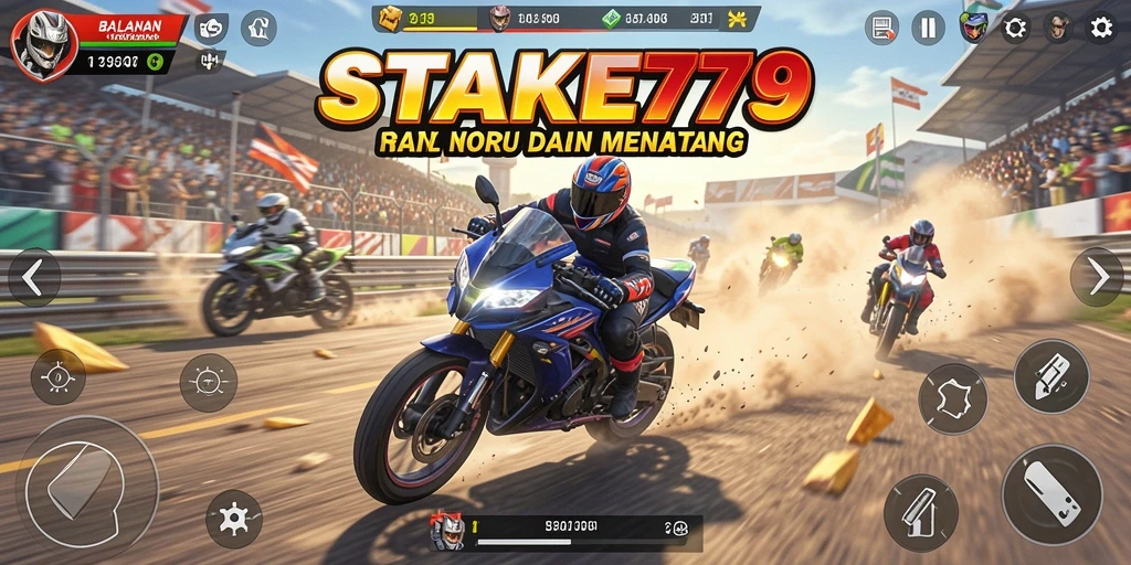Gameplay menegangkan dalam STAKE779 saat balapan motor.