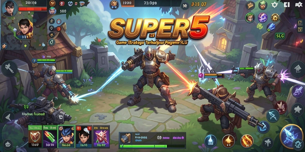 Tampilan gameplay menarik dalam SUPER5 yang penuh strategi.