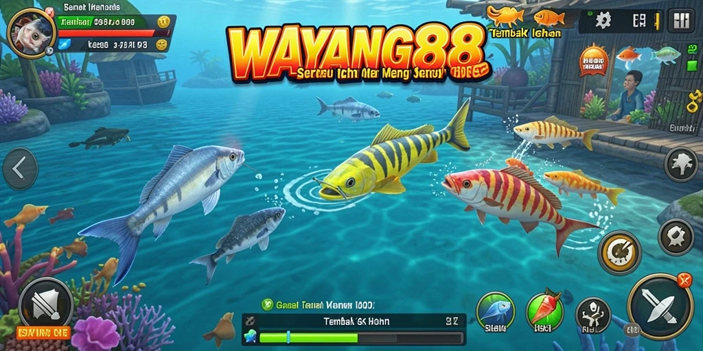 Tampilan gameplay seru dalam game Tembak Ikan WAYANG88.