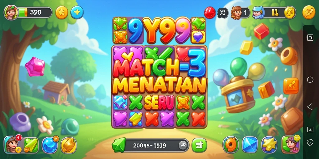 Tampilan menarik dari permainan Y89 dengan gameplay Match-3 yang mendebarkan.